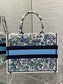 迪D家-Book Tote 2023春夏系列 浪漫花刺繡藍色 中號