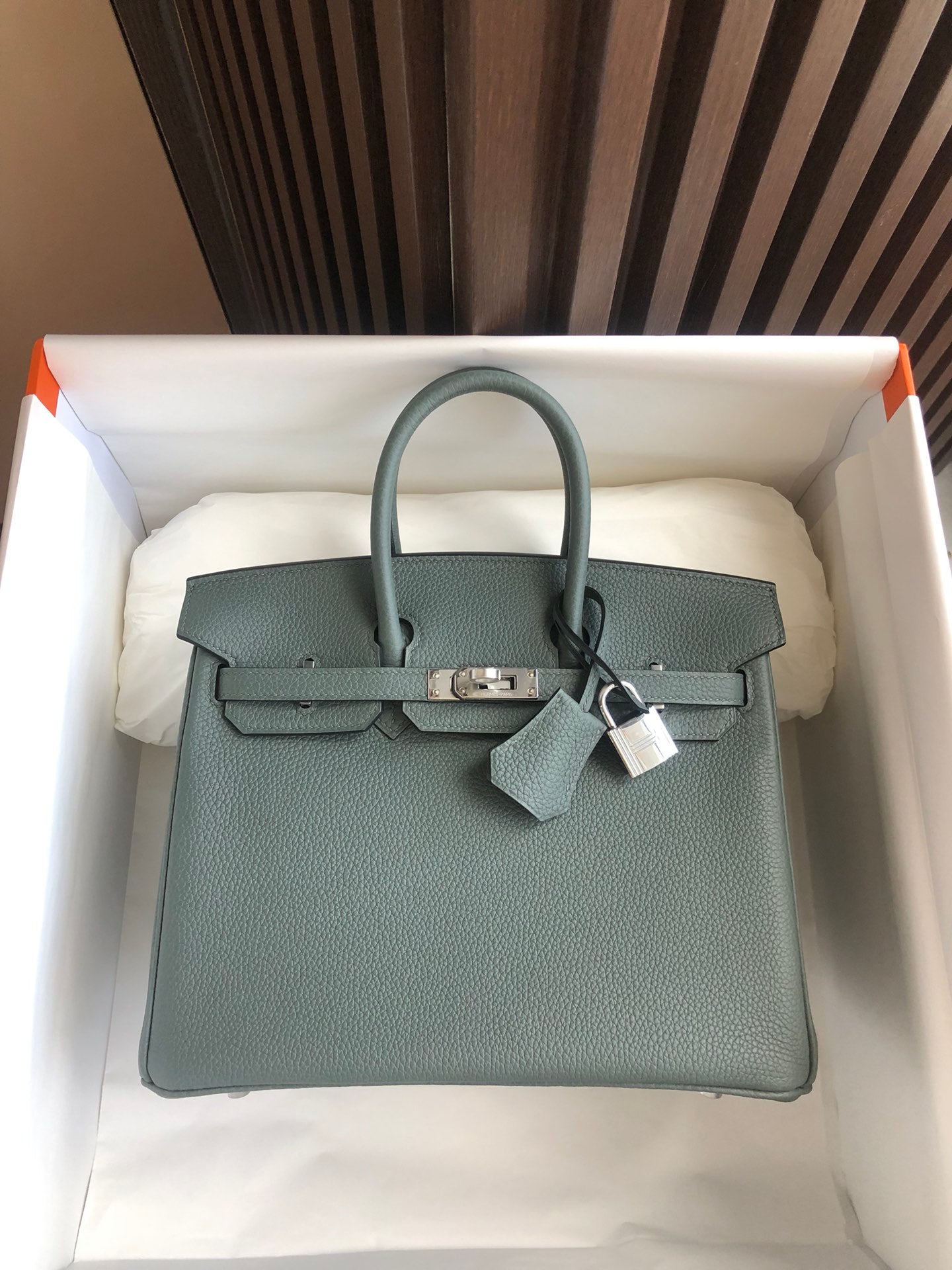 小愛款-Birkin 25 Togo 杏仁綠 銀扣