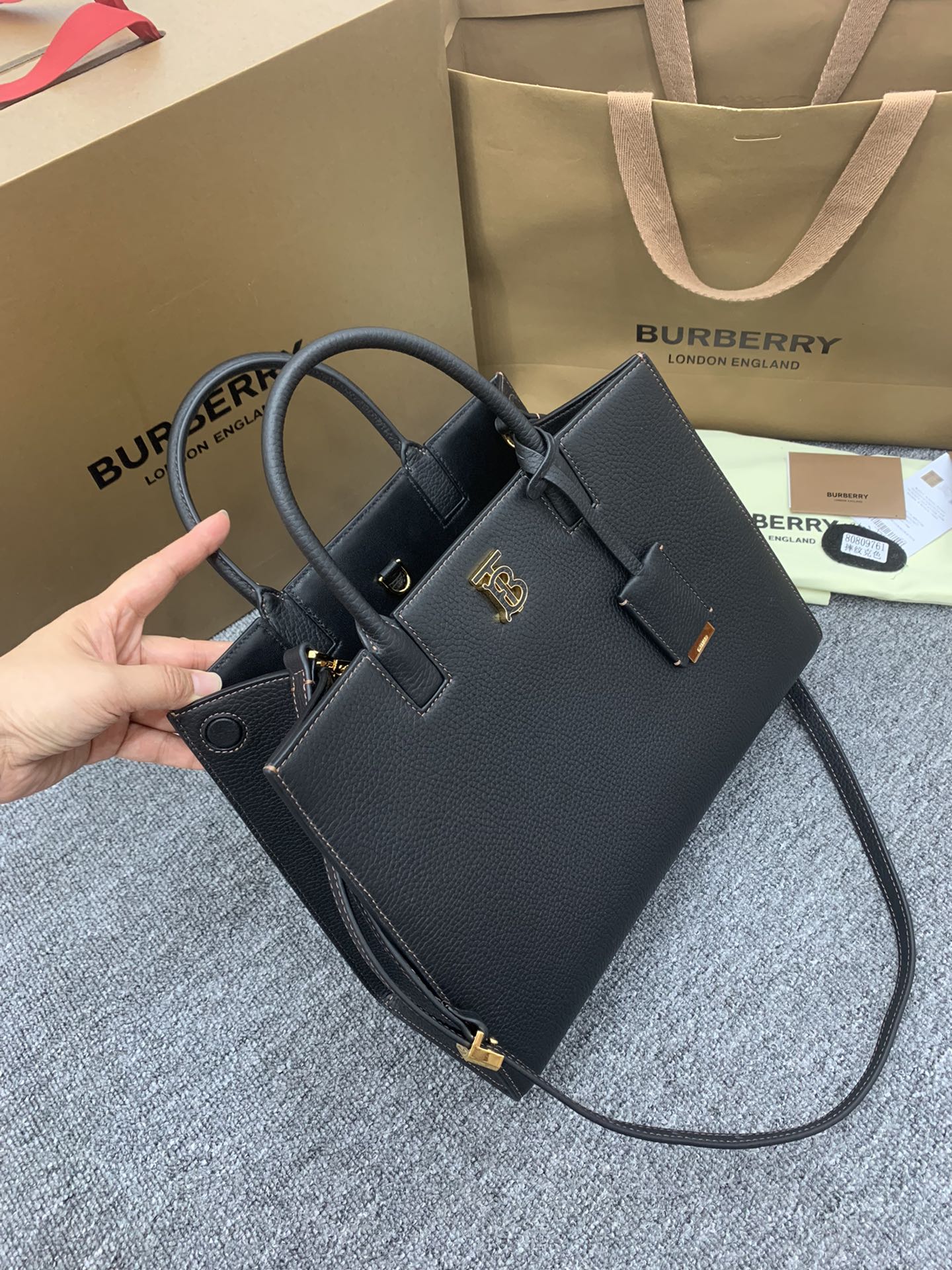 巴B家-Frances 粒紋皮革托特包 黑色 32CM