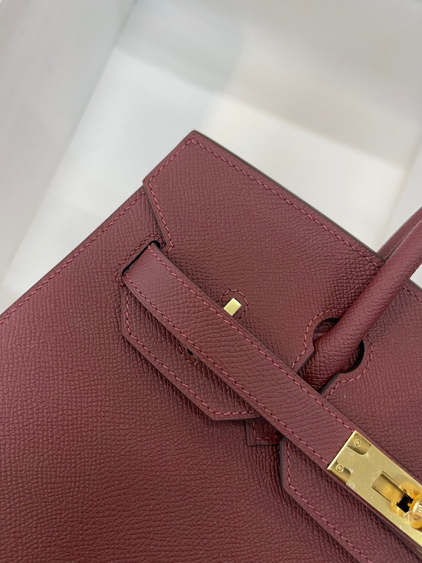 小愛款-Birkin 30 Epsom 外縫55 愛馬仕紅 金扣