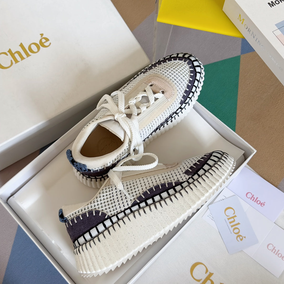 克羅C-Nama sneaker彩虹系列 網面拼色休閒運動鞋 白紫色