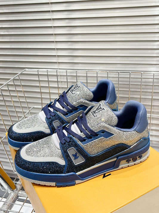 路L家-Trainer運動鞋 板鞋 亮面藍銀色 男女同款