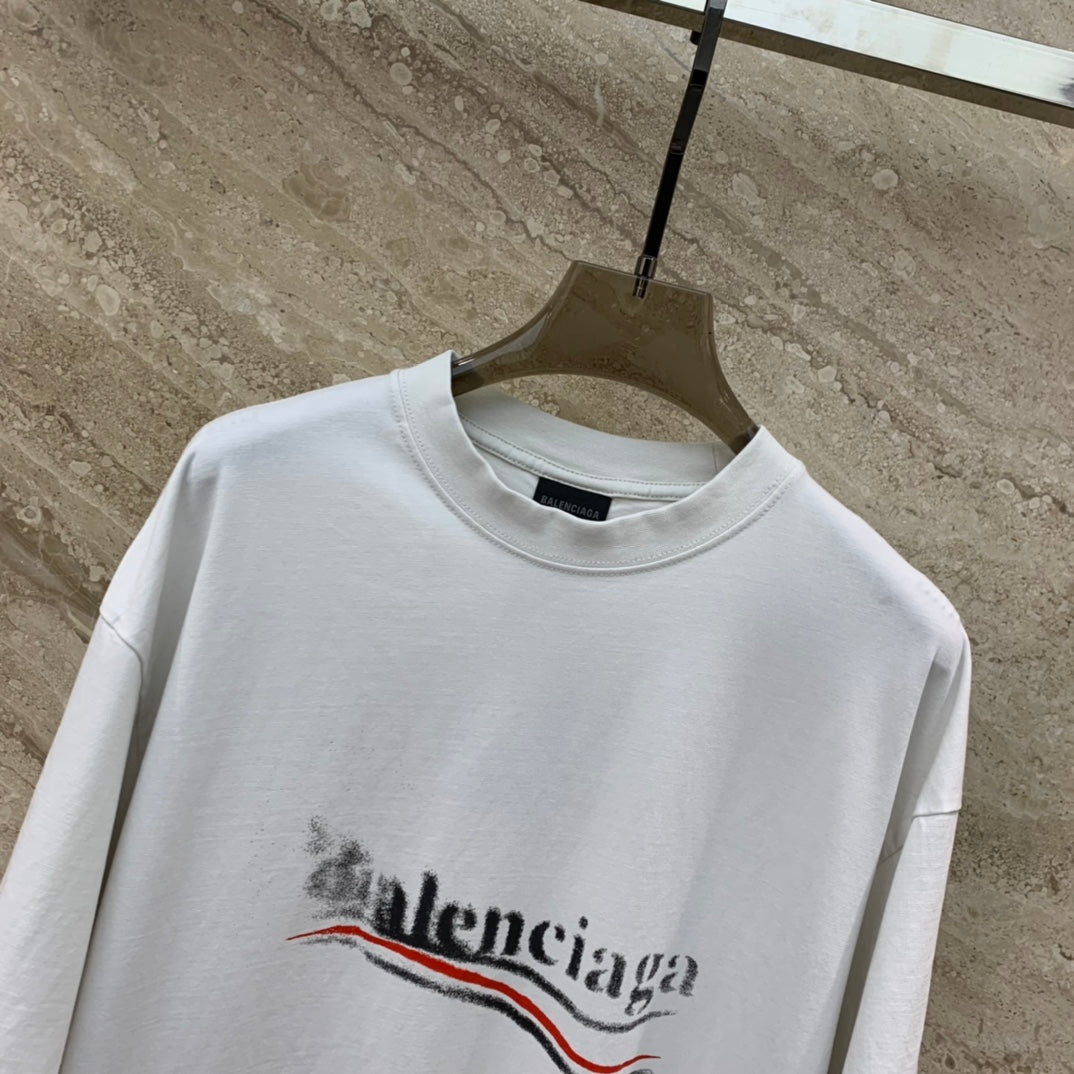 巴黎世-2403 溶解可樂印花寬鬆版短袖TEE 男女同款 白色