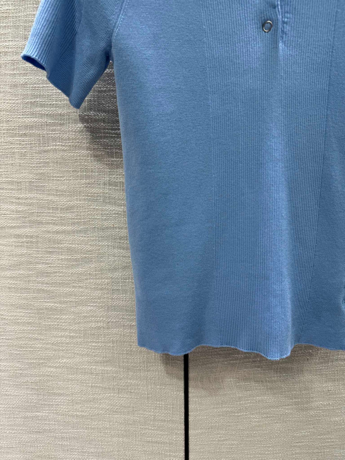 芬F家-2403 24早春最新系列簡約風polo領短袖上衣 藍色