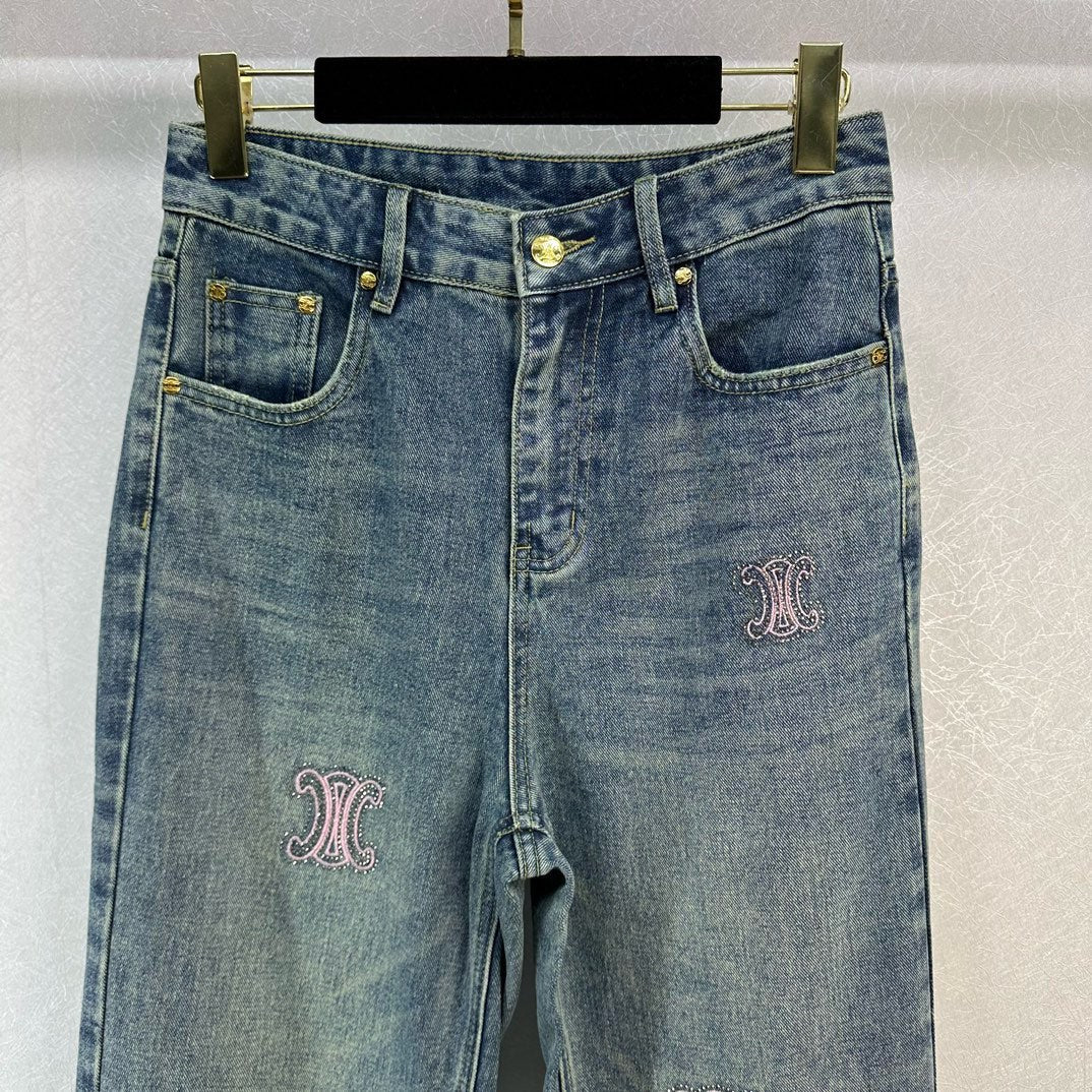 賽C家-2403 早春新款LOGO高腰牛仔褲
