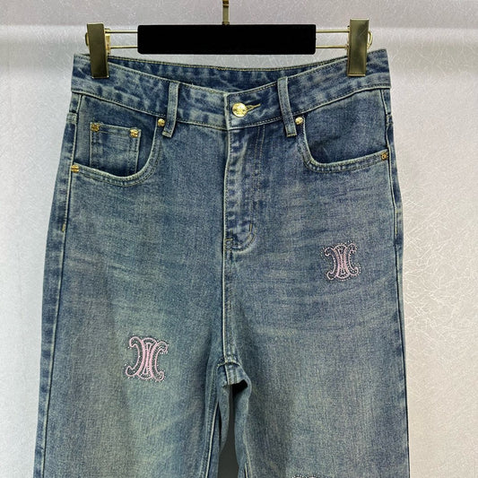 賽C家-2403 早春新款LOGO高腰牛仔褲