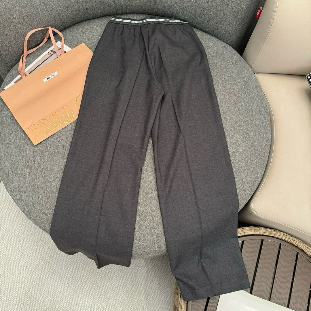 穆Ｍ家-2404 24春夏新品logo腰休閒直筒長褲