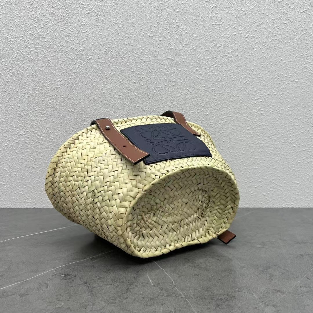 羅L威-草編包 33CM 小號 黑色