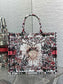迪D家-2024春夏系列 Book Tote 太陽刺繡 白粉色 大號