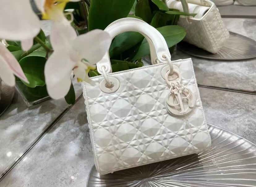 迪D家-Lady dior myABC 啞光牛皮 白色 小號