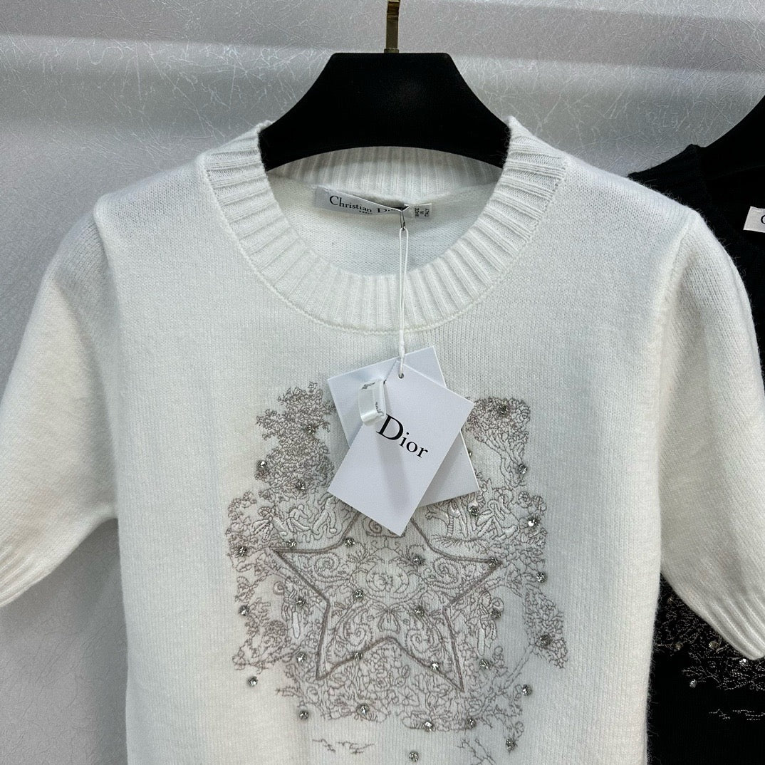 迪D家-2403 24早春新款重工刺繡圓領毛衣