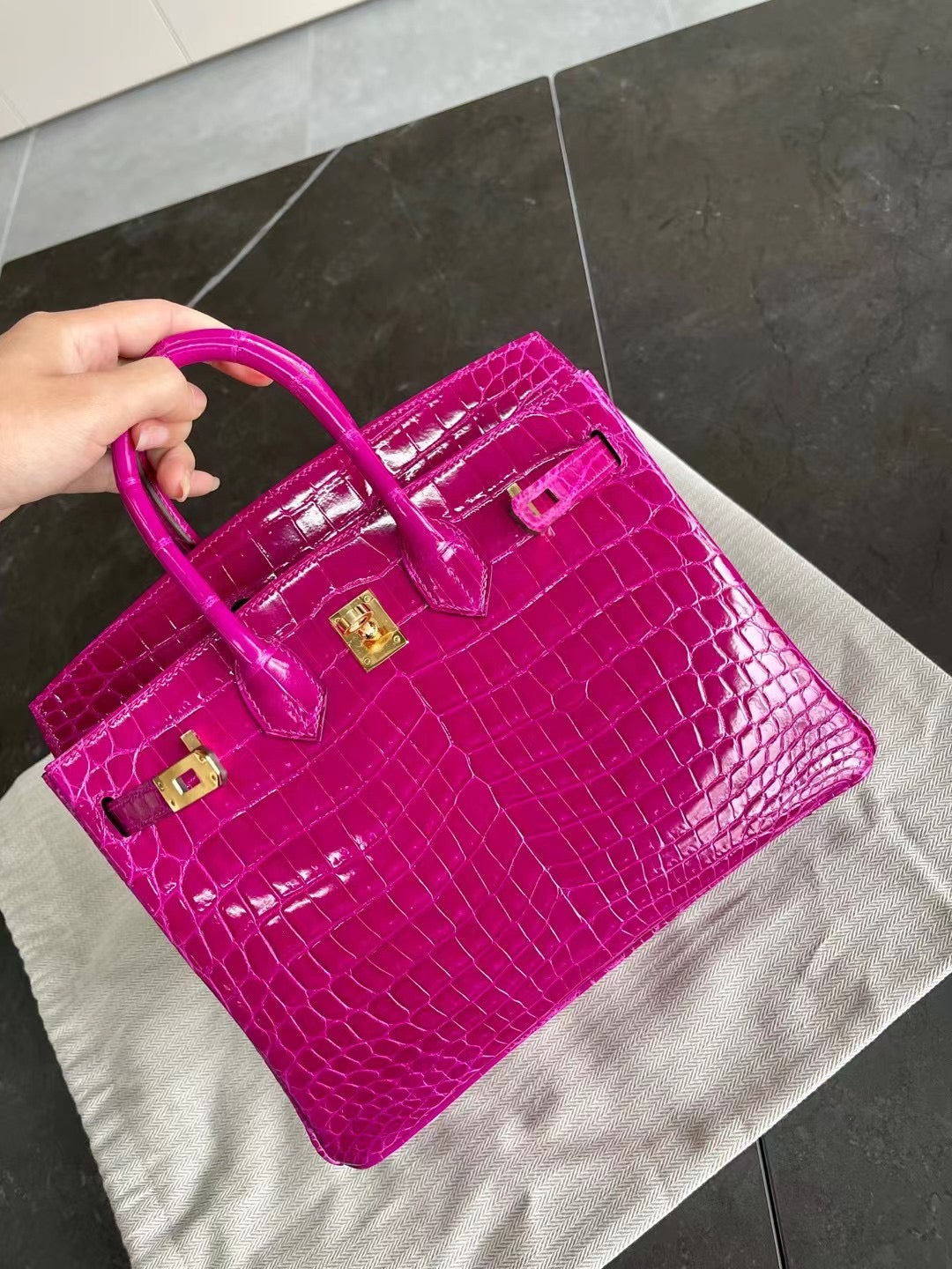 小愛款-Birkin 25 鱷魚 天方夜譚紫 金扣