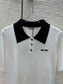 穆M家-2404 撞色字母polo領針織短袖 白色