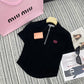 穆M家-2404 24年春夏系列 Miu新款立領墊肩修身套裝 黑色
