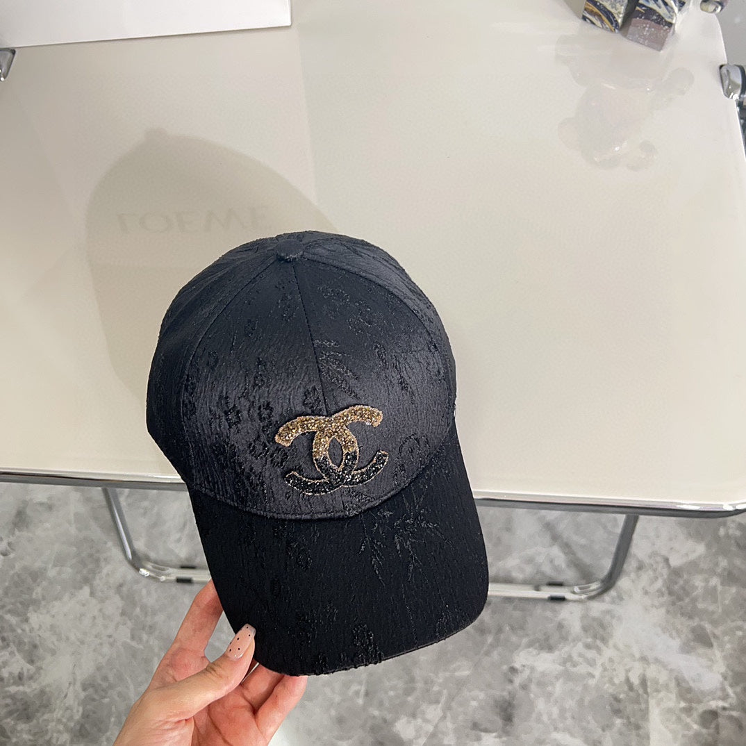 小香家-2024新款簡約花紋棒球帽 黑色