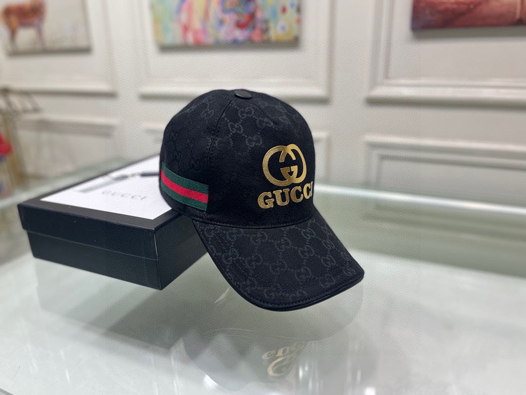 古G家-燙金雙G棒球帽 黑色