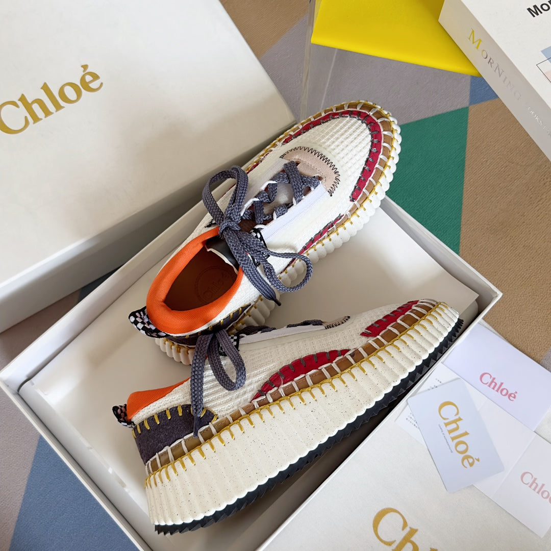 克羅C-Nama sneaker彩虹系列 網面拼色休閒運動鞋 白橘色