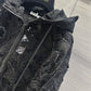 迪D家-2403 24早春度假新品蝴蝶花連帽夾克套裝 黑色