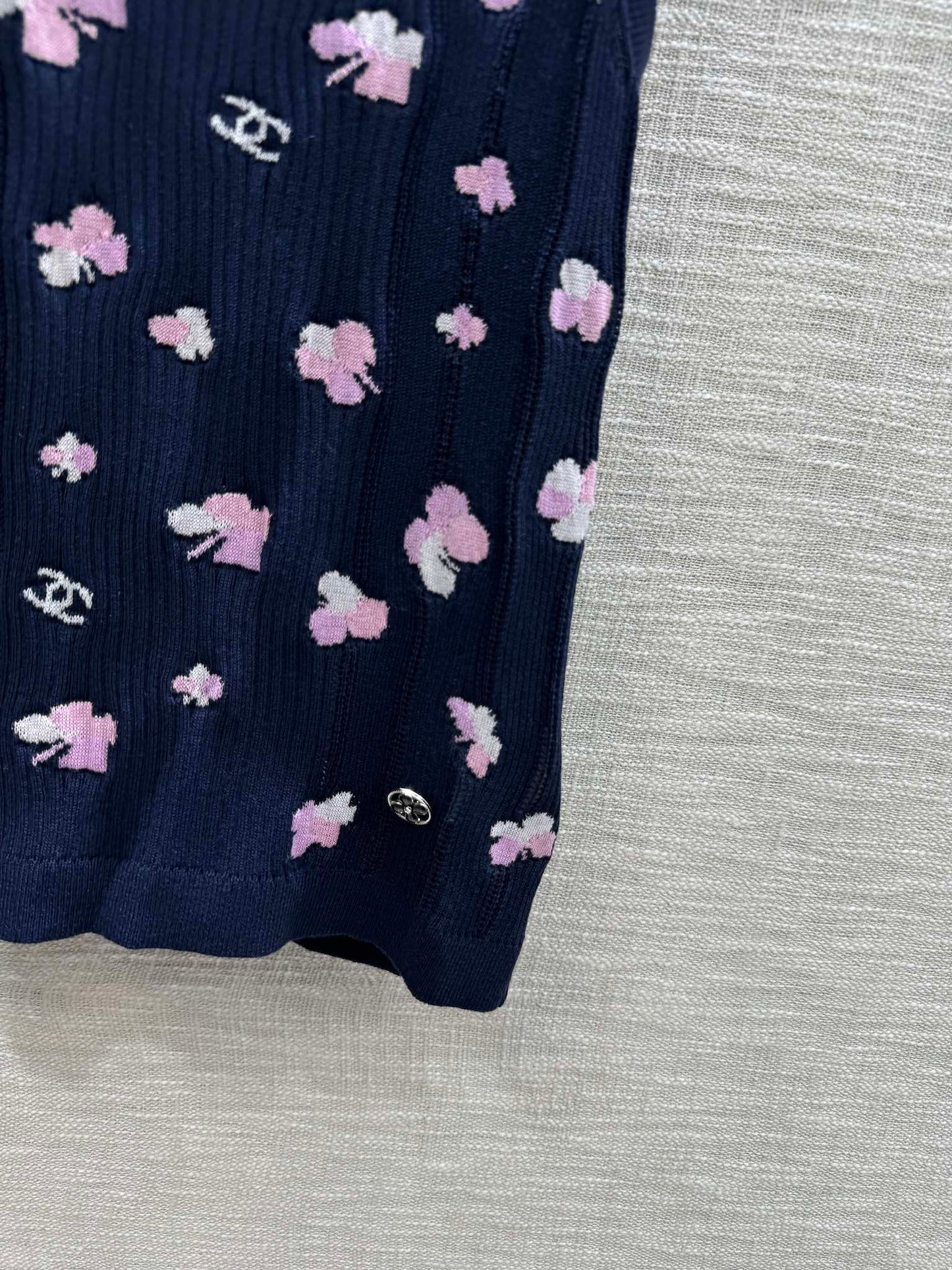 小香風-2403 四葉草提花針織背心 黑色