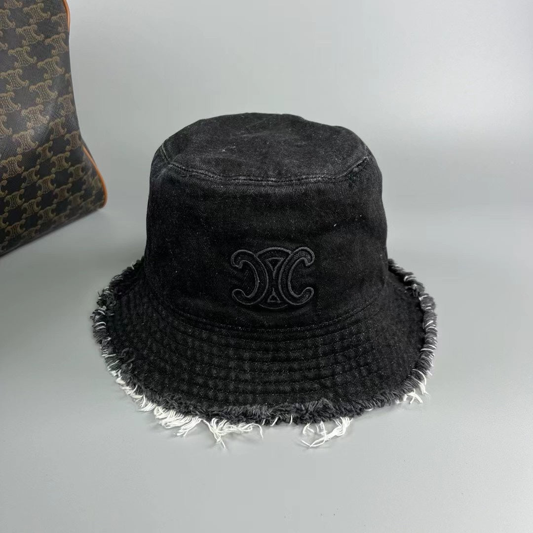 賽C家-新款水洗牛仔刺繡漁夫帽