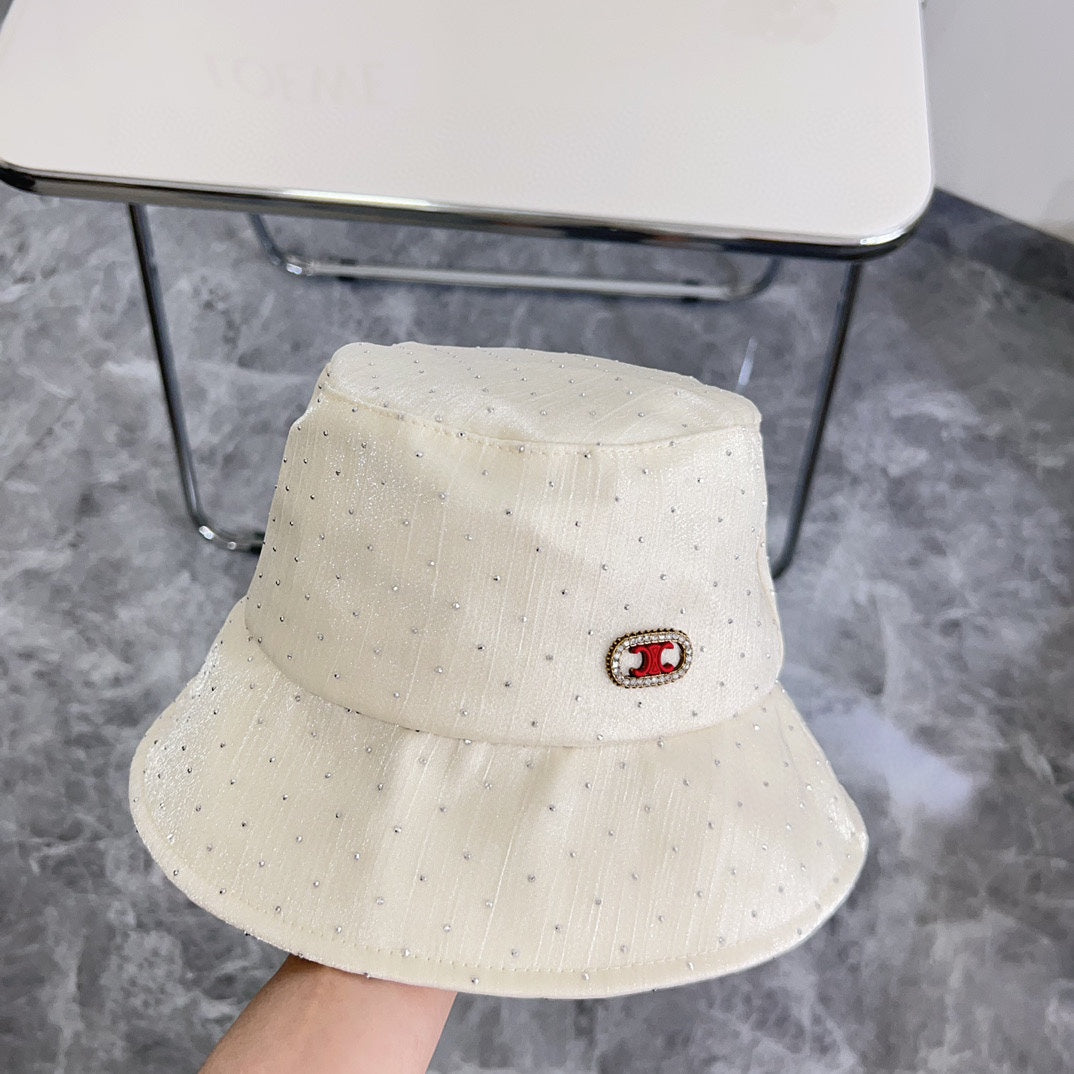 賽C家-2024新款水鑽輕奢華漁夫帽 白色