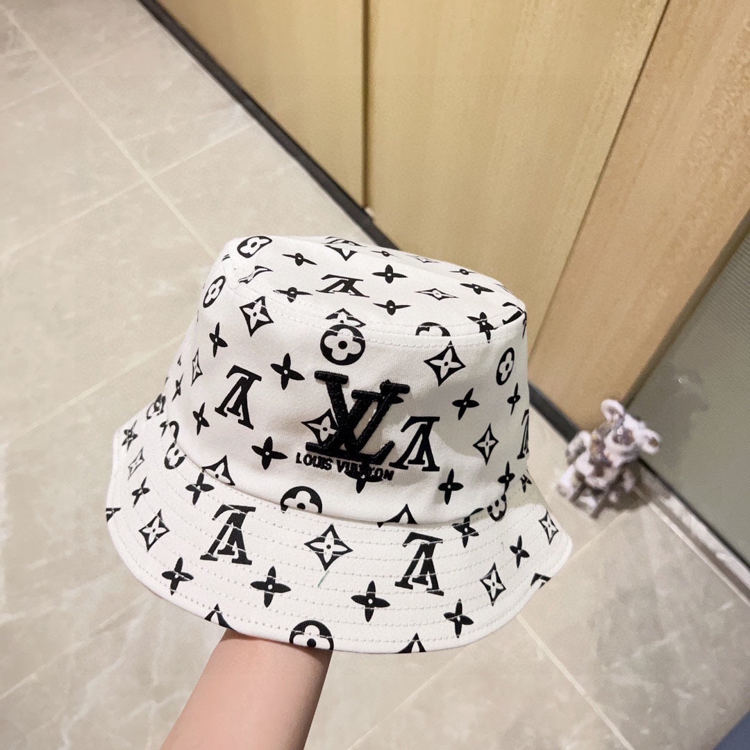 路L家-2023春夏新款 刺繡漁夫帽 白色