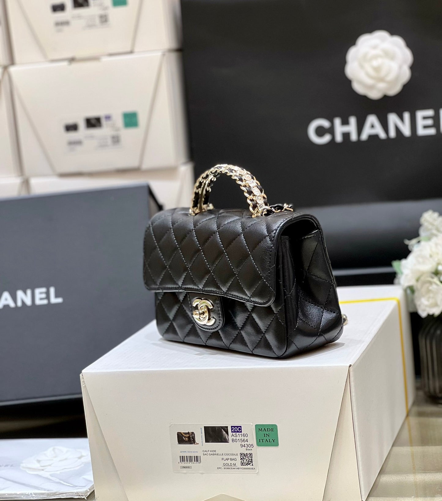 小香家-Chanel 23A CF水鑽手柄 黑色