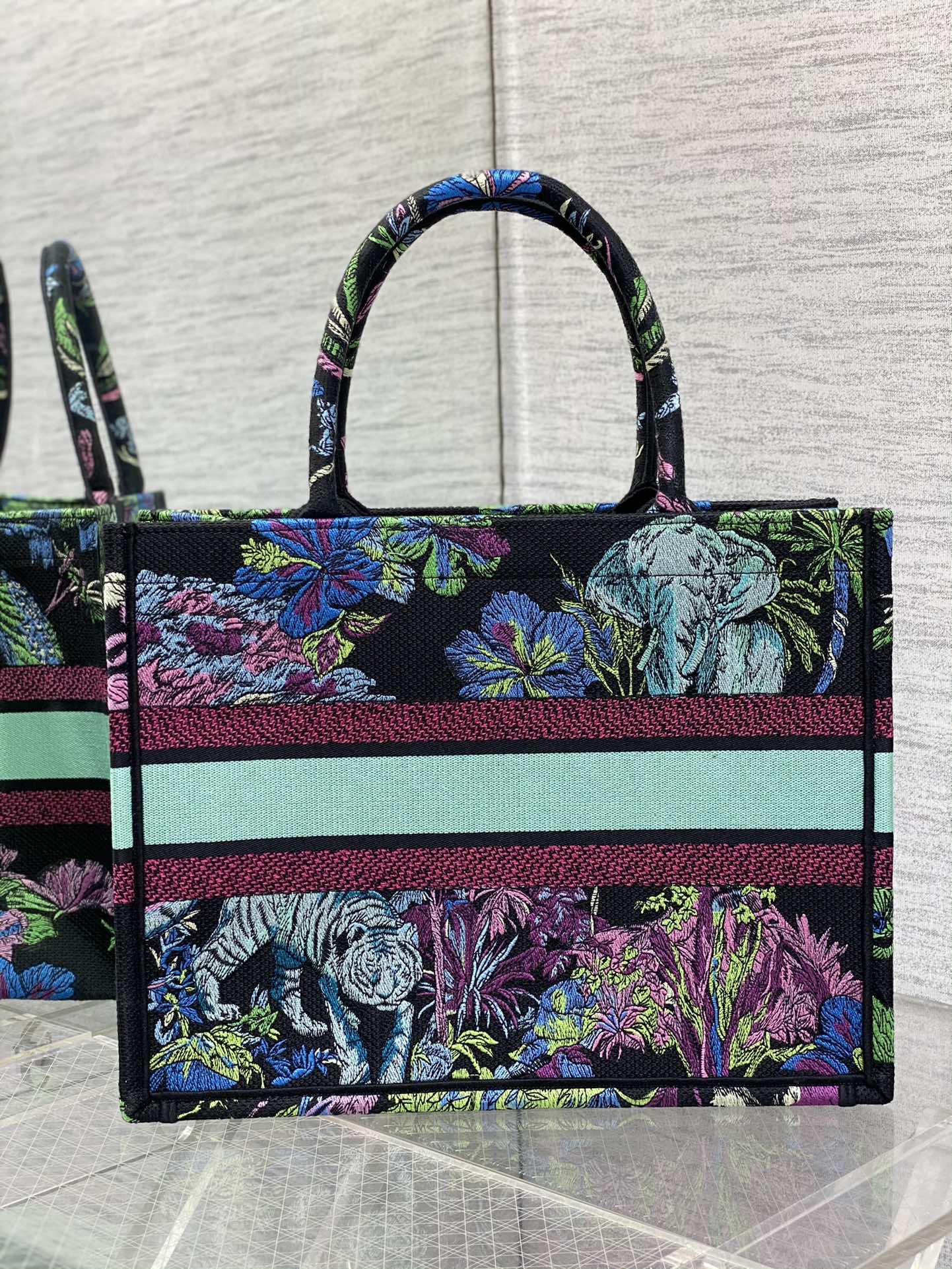 迪D家-Book Tote 2023春夏系列 動物園藍綠色 中號