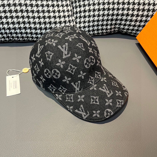 路L家-新款 老花牛仔鴨舌帽 黑色