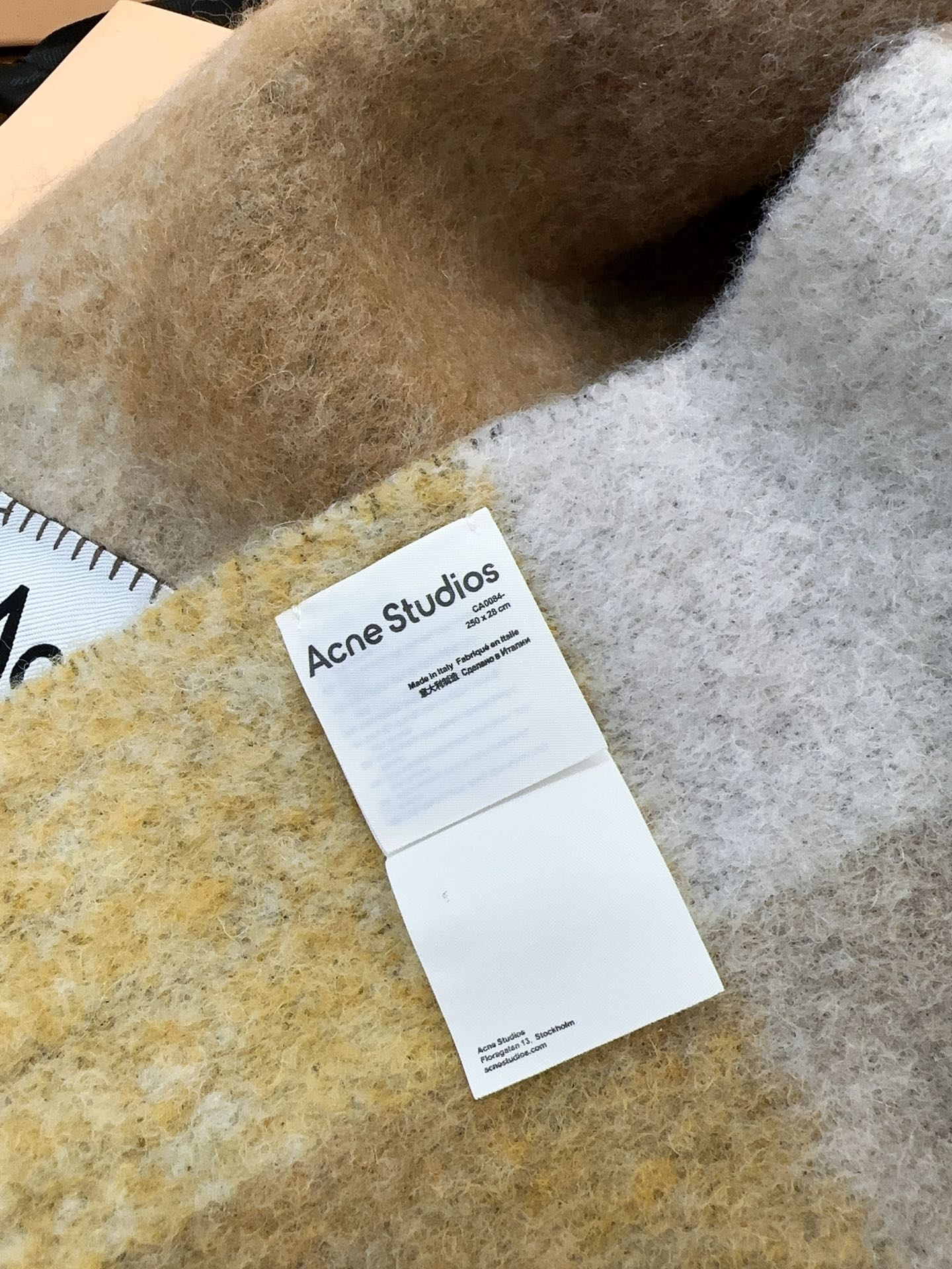 ACNE-2024彩虹圍巾 28*250 薑黃