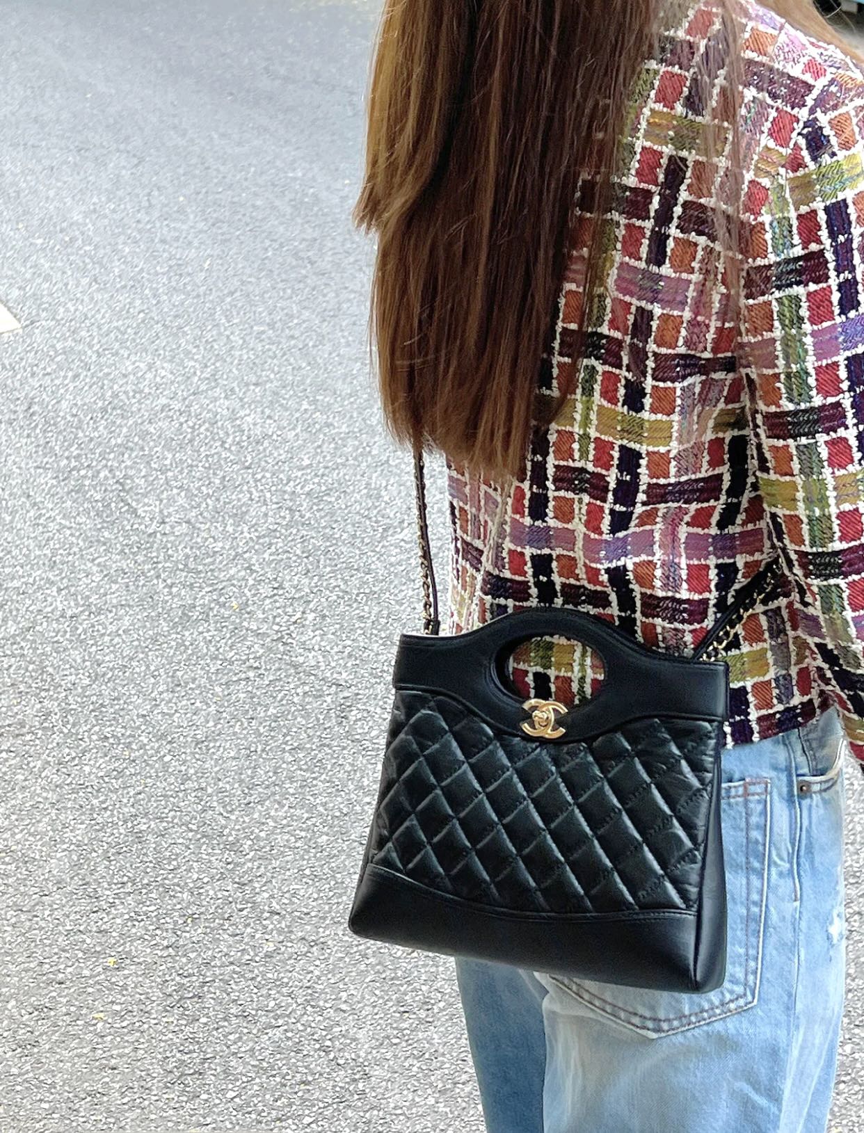小香家-Chanel 31 經典雙c Logo 菱格紋迷你購物包 黑色