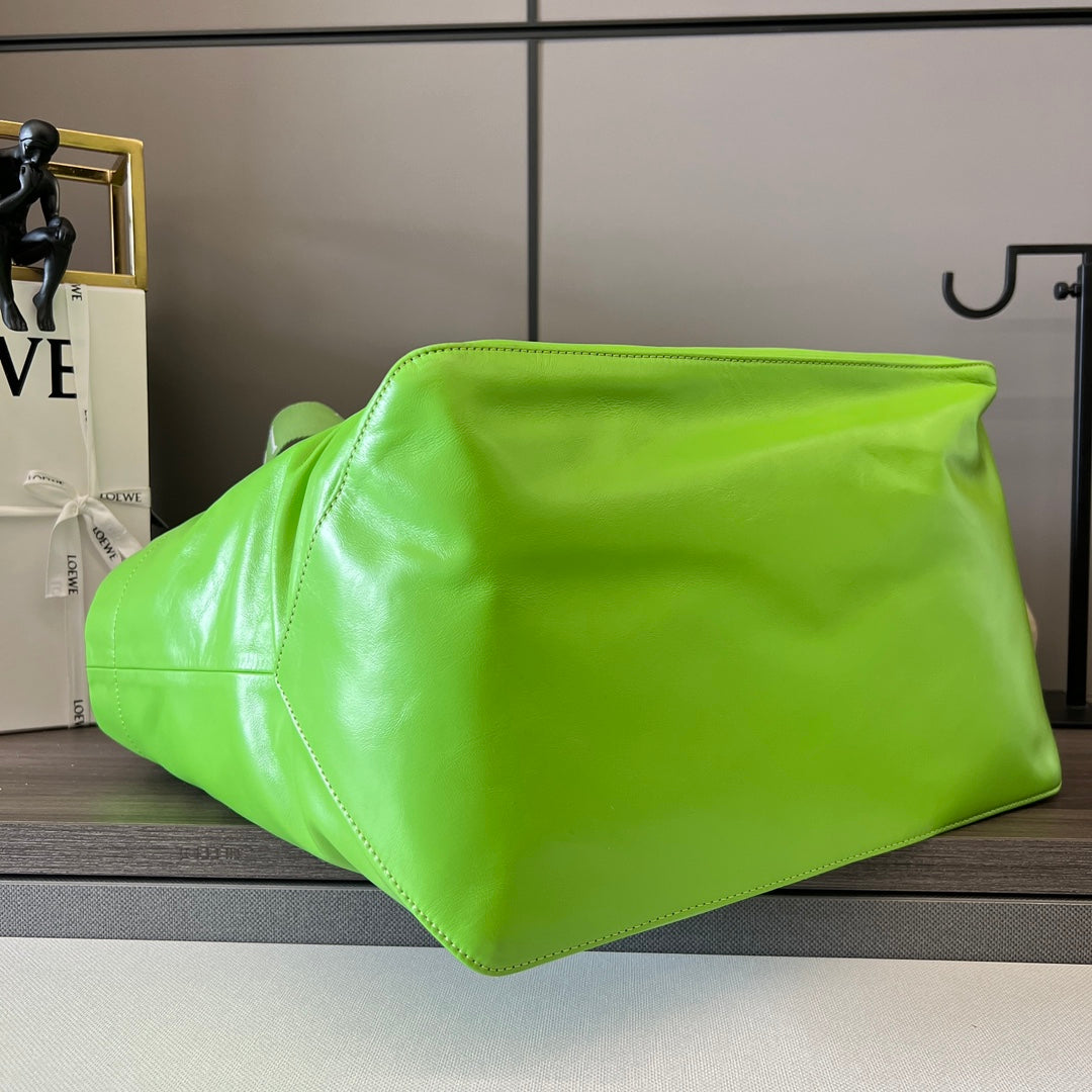 羅L威-Fold Shopper手袋 紙質小牛皮 綠色