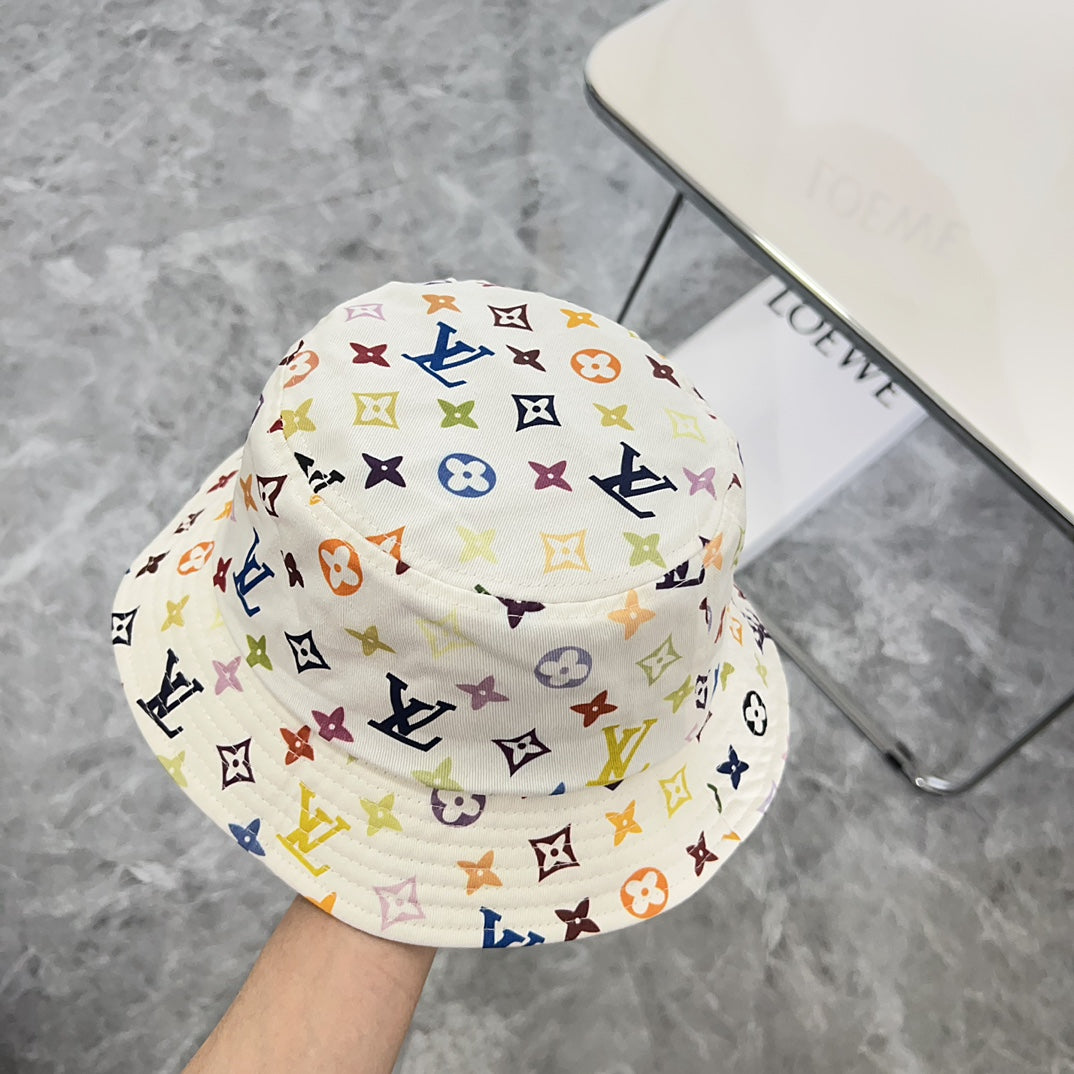 路L家-2024新款老花彩色經典漁夫帽