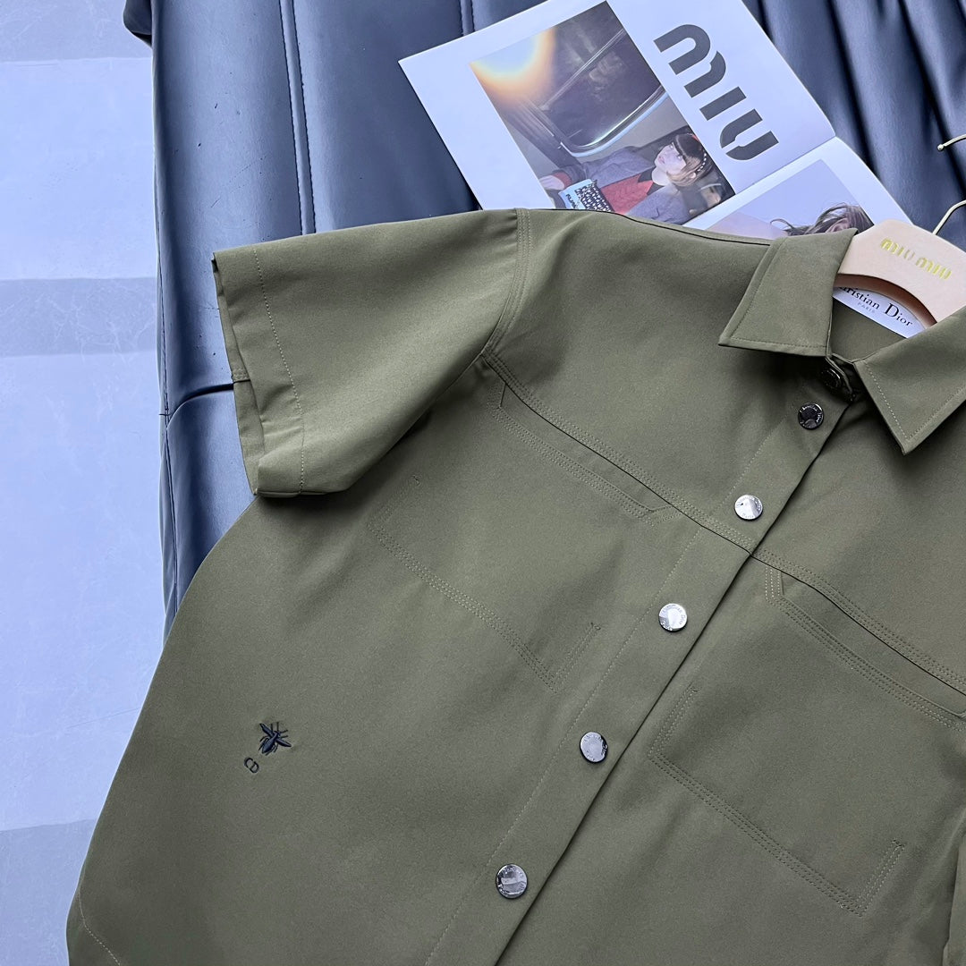 迪D家-2403 24新品上架短袖刺繡襯衫