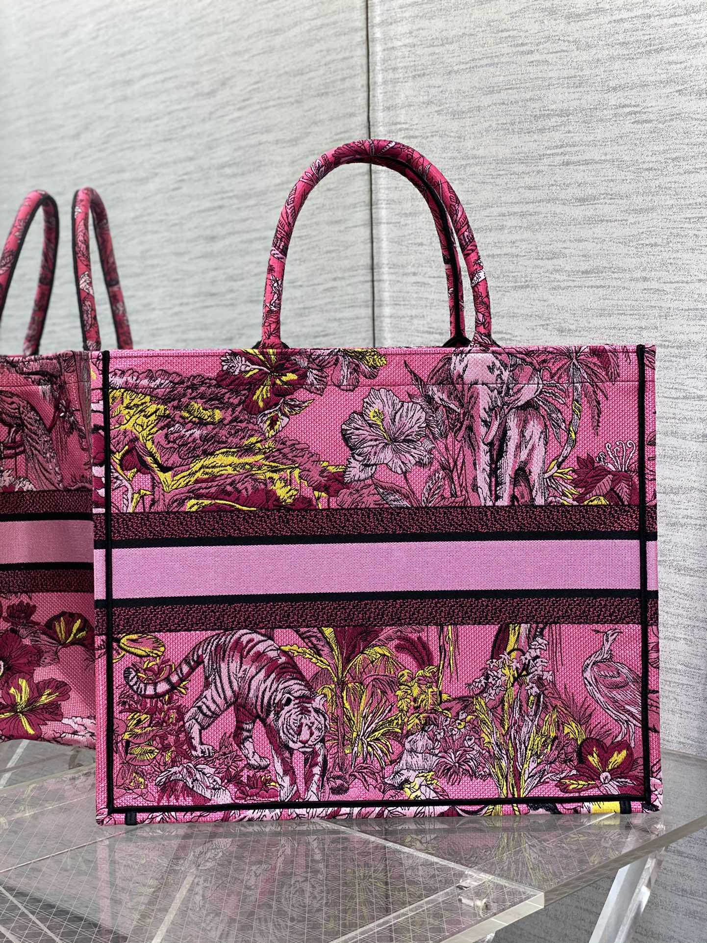 迪D家-Book Tote 2023春夏系列 動物園桃紅色 大號