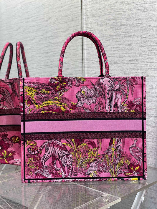 迪D家-Book Tote 2023春夏系列 動物園桃紅色 大號