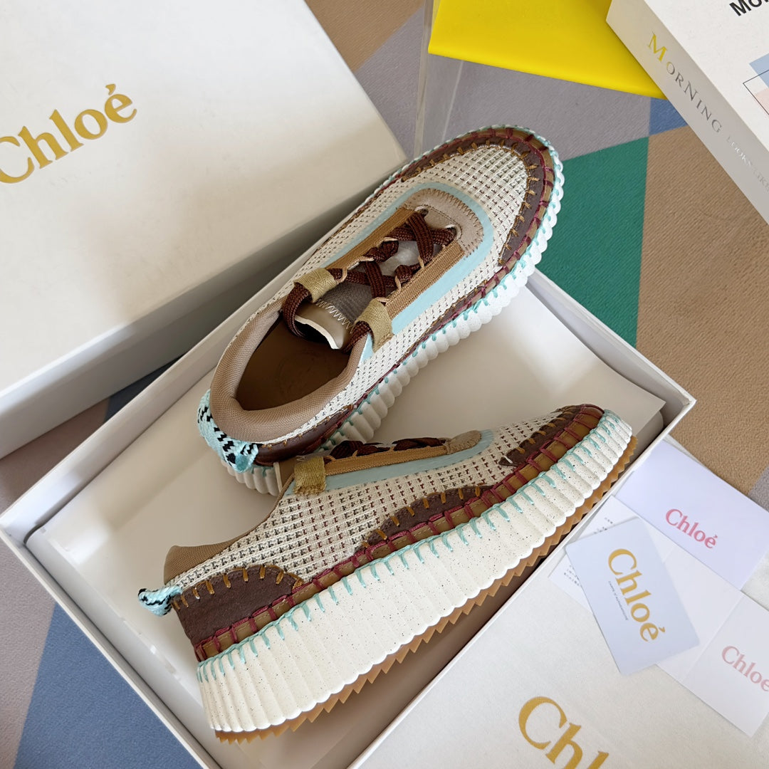 克羅C-Nama sneaker彩虹系列 網面拼色休閒運動鞋 咖色