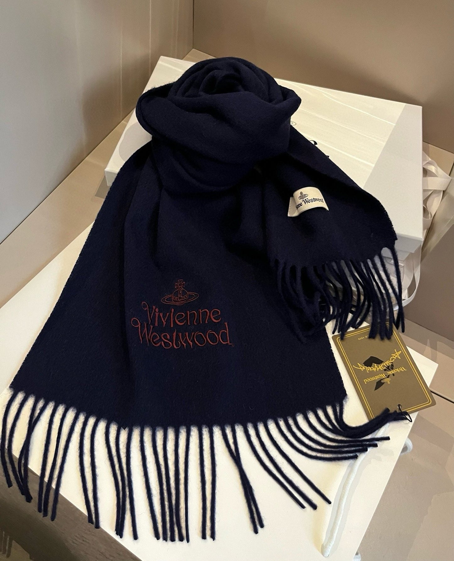 Vivienne westwood-2024經典素色圍巾 藍色
