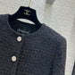 小香家-2403 24早春肌理感軟花呢黑色外套