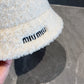 穆M家-秋冬簡約百搭羊羔毛漁夫帽 白色