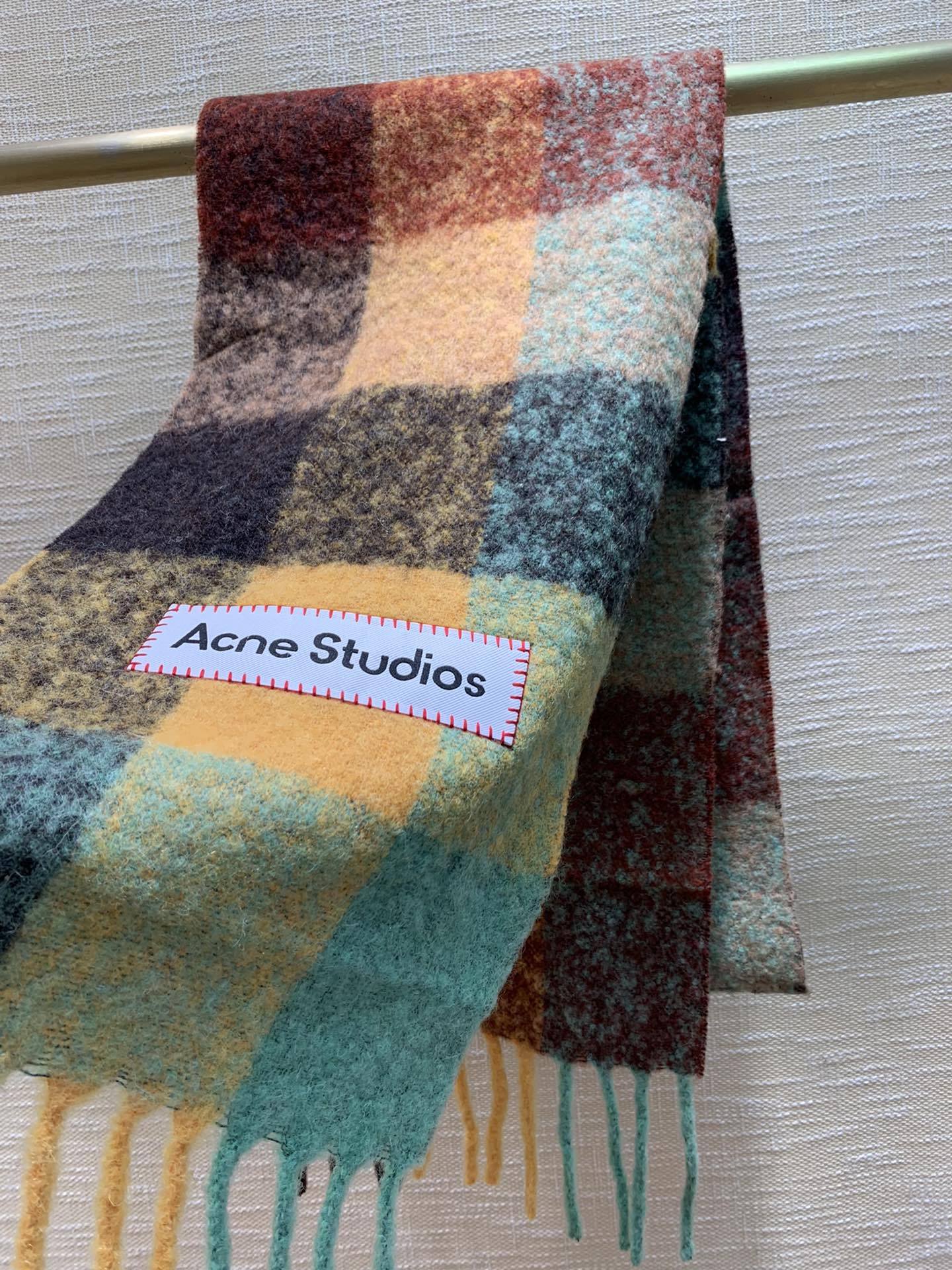 ACNE-2024經典款漸層格紋大圍巾 棕色