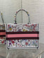 迪D家-Book Tote 2023春夏系列 浪漫花刺繡粉色 中號