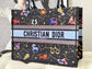 迪D家-BookTote 刺繡手袋 黑色圖案 37x30x16cm