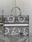 迪D家-2024春夏系列 Book Tote 太陽刺繡 黑白色 大號