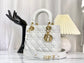 迪D家-Lady dior myABC 羊皮白色金扣 小號