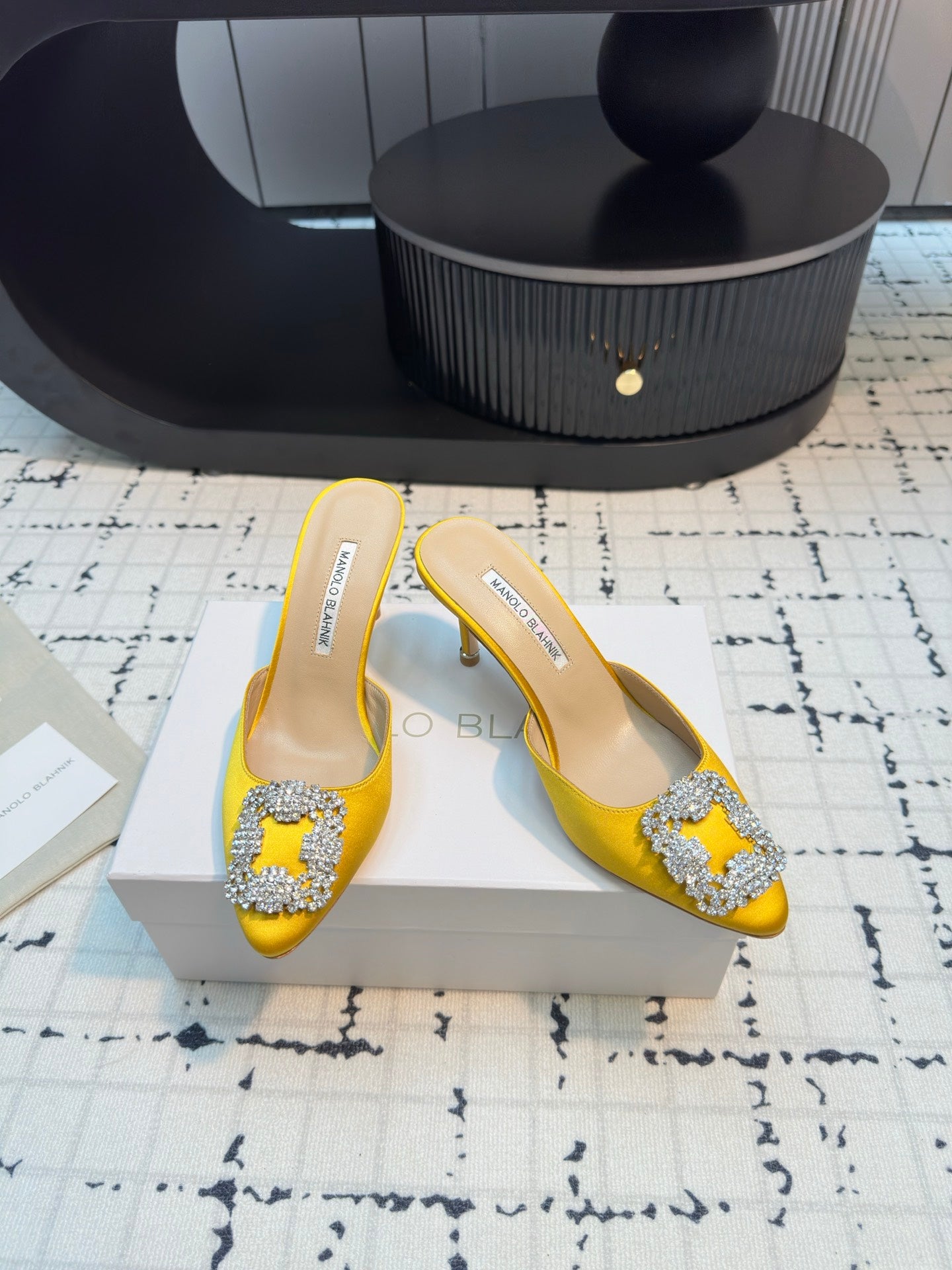 Manolo Blahnik-2024 高跟拖鞋 黃色