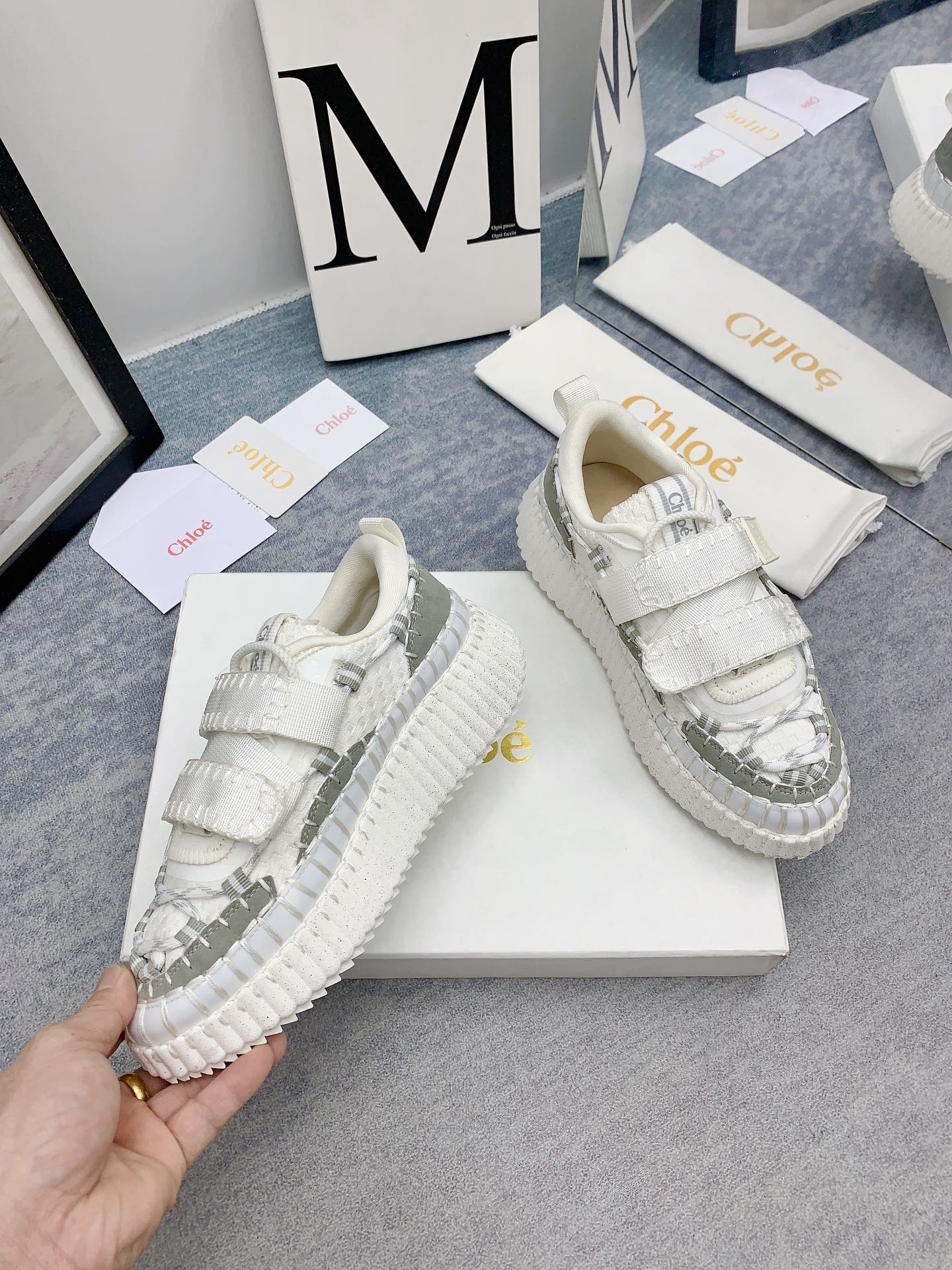 克羅C-Nama sneaker彩虹系列 魔鬼氈運動鞋 白色