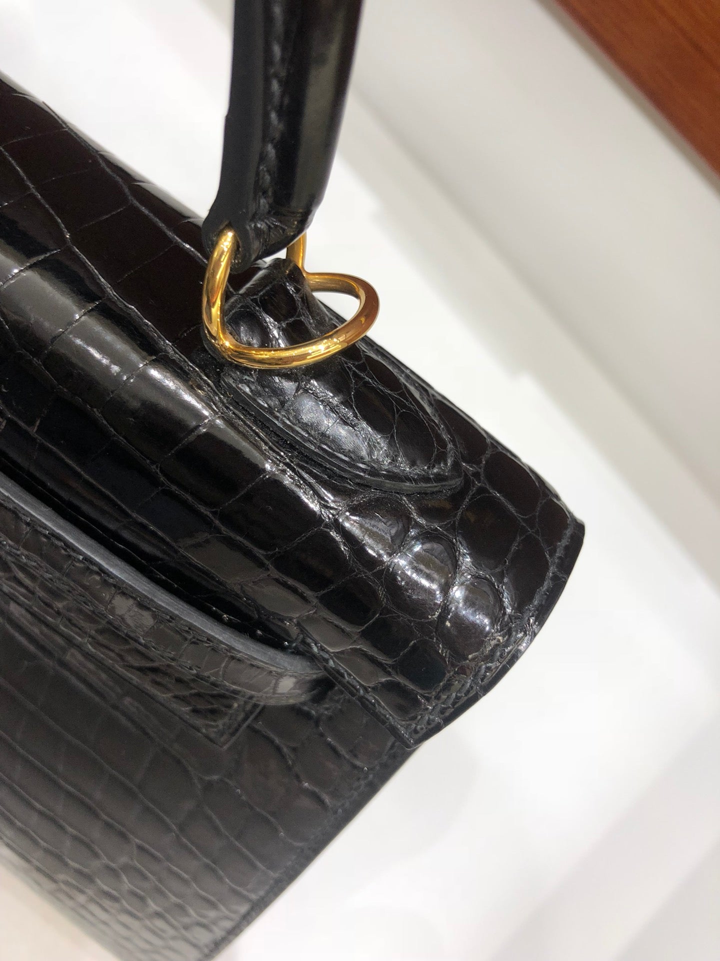 小愛款-Birkin 25 美洲方塊鱷魚 黑色 金扣