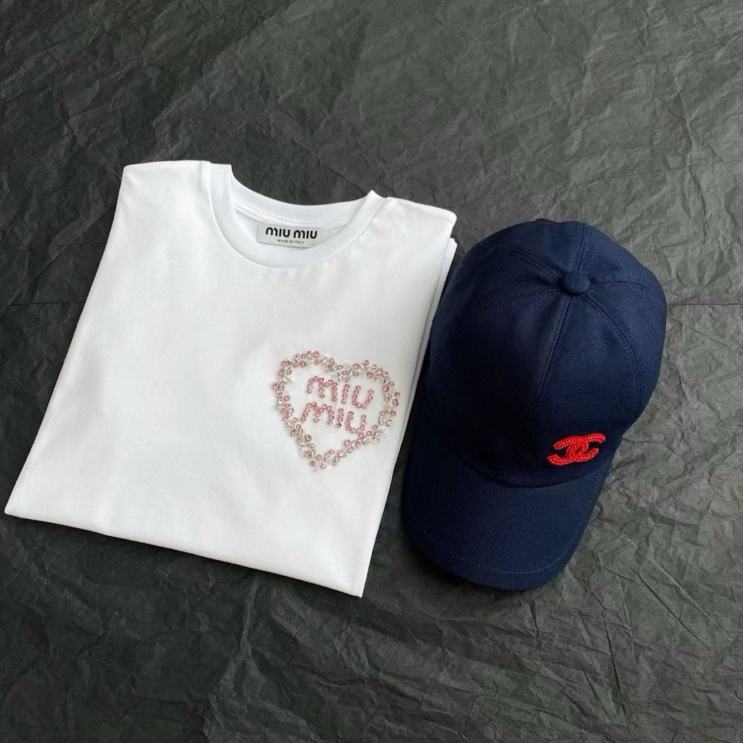 小香家-簡約刺繡Logo帆布棒球帽 藍色