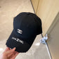 小香家-2023新款刺繡刷破造型棒球帽 黑色